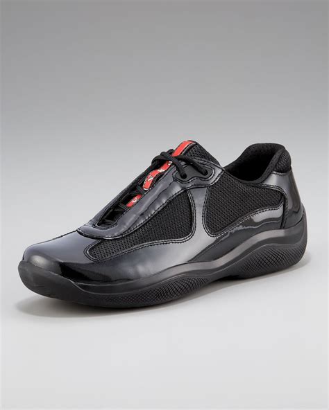 black patent leather prada sneakers